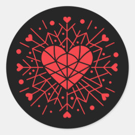 Valentine Day - Red Heart -  Ronde Sticker