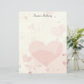 Valentine Distressed Rose Hearts Papier stationnai (Debout devant)