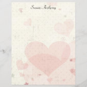 Valentine Distressed Rose Hearts Papier stationnai (Devant)