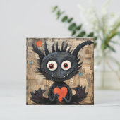 Valentine Drakenkat met een Hart Feestdagenkaart (Staand voorkant)