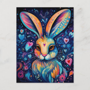 Valentine Dream Hearts: Rainbow Doodle Konijn Briefkaart