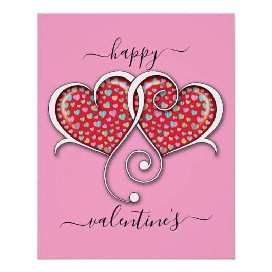 Valentine Elegant Interlock Hearts Design Poster (Devant)