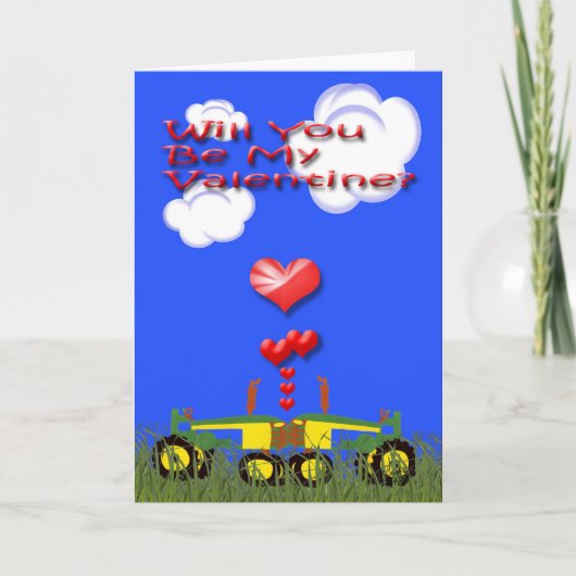 Valentine embrassant la carte de tracteurs (Devant)