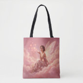 Valentine Fairy on Pink Clouds Fantasy Art Draagtas (Voorkant)