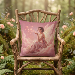 Valentine Fairy on Pink Clouds Fantasy Art Kussen