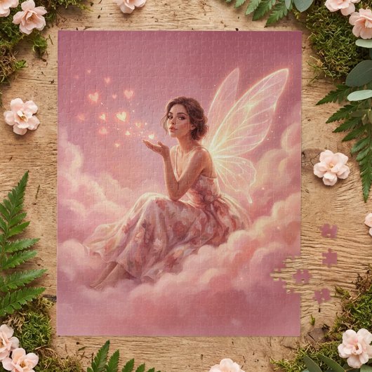 Valentine Fairy on Pink Clouds Fantasy Art Legpuzzel