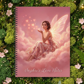 Valentine Fairy on Pink Clouds Fantasy Art Name Notitieboek