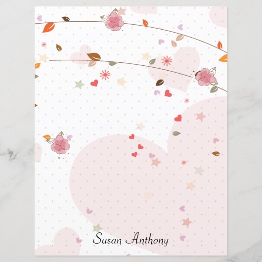 Valentine Feuille Coeurs Fleurs Papier fixe (Dos)