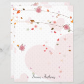 Valentine Feuille Coeurs Fleurs Papier fixe (Devant / Derrière)