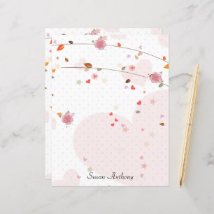 Valentine Feuille Coeurs Fleurs Papier fixe