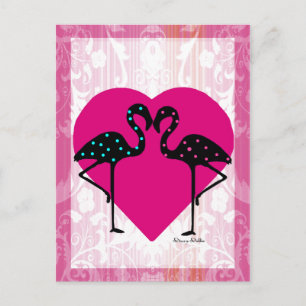 Valentine Flamingos Post Card Feestdagenkaart
