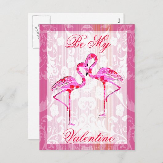 Valentine Flamingos Post Card Feestdagenkaart (Voorkant / Achterkant)