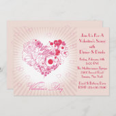Valentine Floral Heart Invitation (Devant / Derrière)