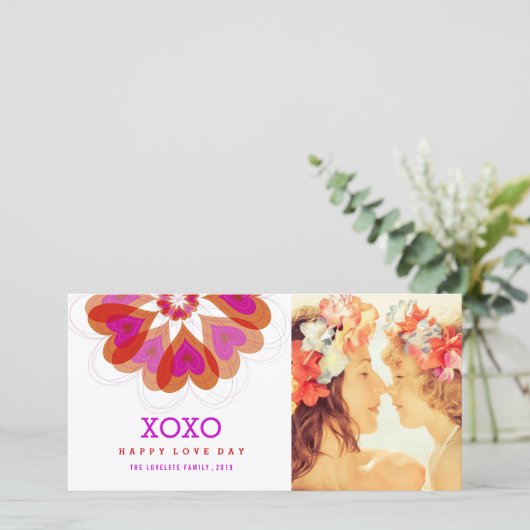 Valentine Flower Love Hearts Salutations Carte pho (Debout devant)