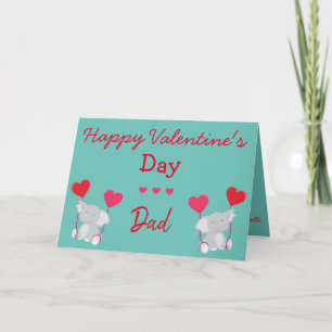 Valentine for Dad Elephants and Hearts Kaart