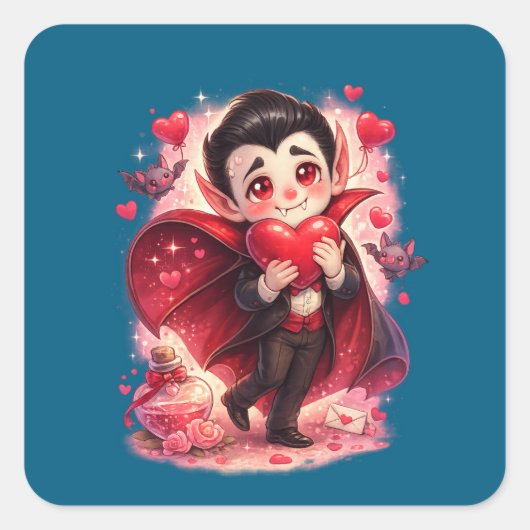 Valentine Funny Dracula Sticker – Cute Love  (Voorkant)