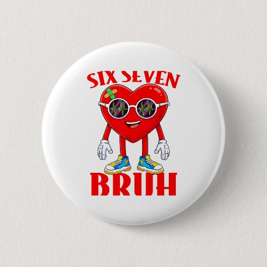 Valentine Funny Six Seven Bruh Meme 67 Heart Lover Ronde Button 5,7 Cm (Voorkant)