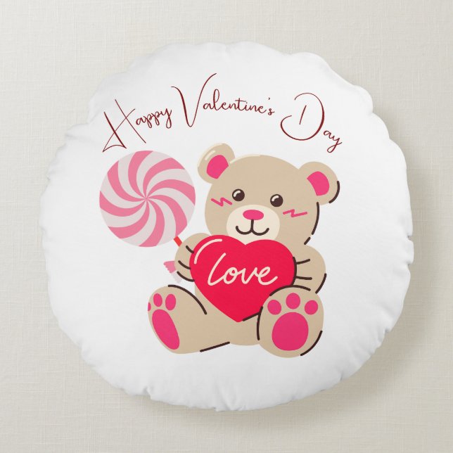 Valentine Gift Rond Kussen (Voorkant)