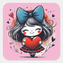 Valentine Girl Art 3 inch sticker – Kawaii Liefde