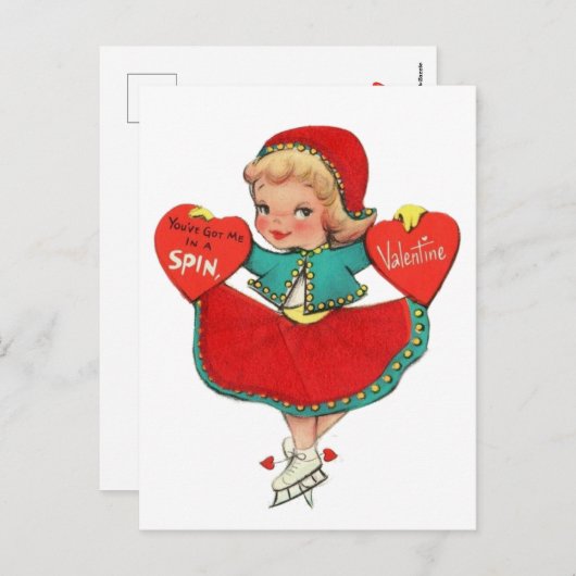 Valentine girl feestdagenkaart (Voorkant / Achterkant)