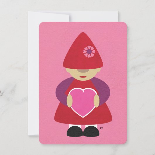 Valentine Gnome avec invitation cardiaque (Devant)