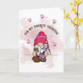 Valentine Gnome, Carte de voeux pliée de 5" x 7" (Fleur jaune)