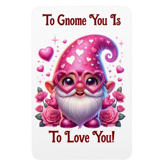 Valentine Gnome Flexible Photo Magnet (Vertical)