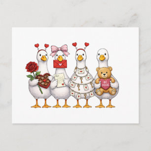 Valentine Goose , Roze Coquette Valentine Goose Briefkaart