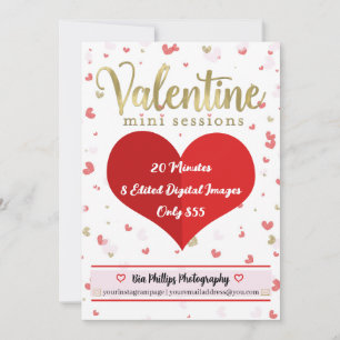 Valentine Goud Rood Mini Sessies Fotografie Kaart
