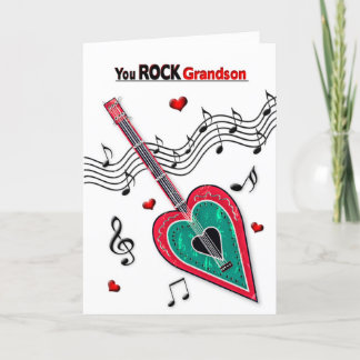 Valentine Grandson Heart Guitar Music Feestdagen Kaart