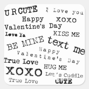 VALENTINE Hart Spreuken Oude Schrijfmachine Sticke Vierkante Sticker