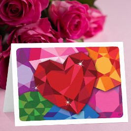 Valentine Heart and Gemstones Blank Card Kaart