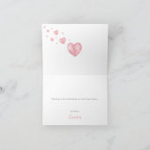 Valentine Heart Bunny Baby shower Carte de remerci (Intérieur)