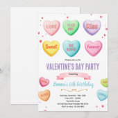 Valentine heart candy party invitation (Devant / Derrière)