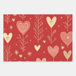 Valentine heart floral wrapping paper