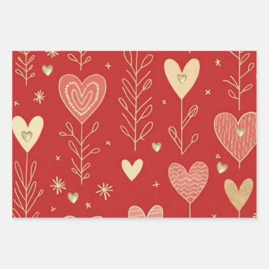 Valentine heart floral wrapping paper (Voorkant)