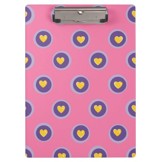 Valentine Heart Pattern with Circles – Cute Pink Klembord (Voorkant)
