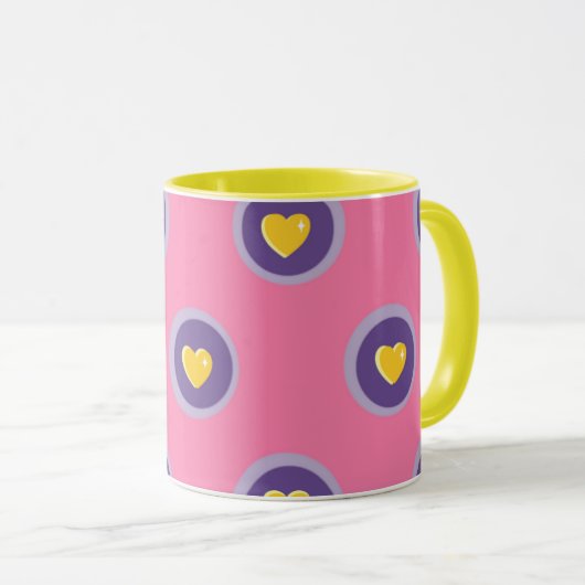 Valentine Heart Pattern with Circles – Cute Pink Mok (Voorkant rechts)