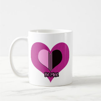 Valentine Heart Pink and Black Be Mine Koffiemok