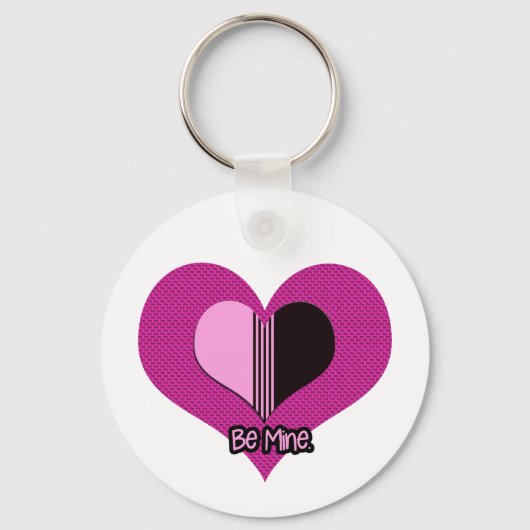 Valentine Heart Pink and Black Be Mine Sleutelhanger (Voorkant)