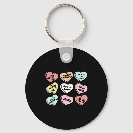 Valentine Hearts Candy Pregnancy Announcement Baby Sleutelhanger (Voorkant)