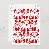 Valentine Hearts Chats & Chiens Pink Red Pet Carte (Devant / Derrière)