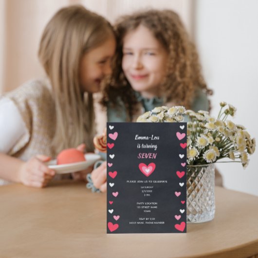 Valentine Hearts Invitation d'anniversaire