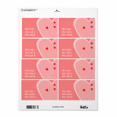 Valentine Hearts Modèle Pour Étiquette (Feuille entière)