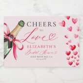 Valentine Hearts Whimsical Bubbly Bridal Shower Sparkling Wijnetiket (Enkel label)