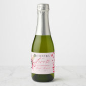 Valentine Hearts Whimsical Bubbly Bridal Shower Sparkling Wijnetiket (Voorkant)