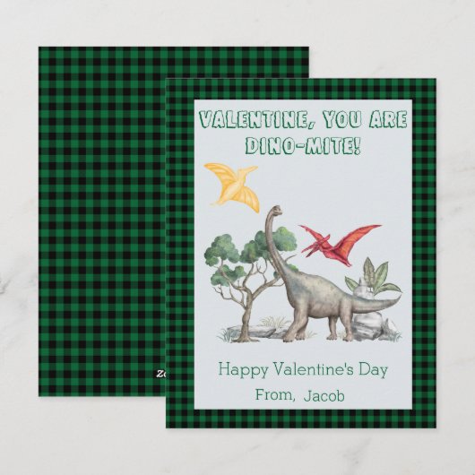 Valentine, je bent DINO-Mite! Valentijnskaarten vo Feestdagenkaart (Voorkant / Achterkant)