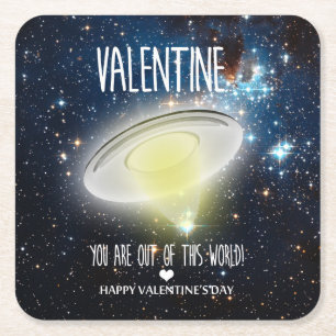 Valentine, je bent echt uit een andere wereld! vierkante kartonnen onderzetter