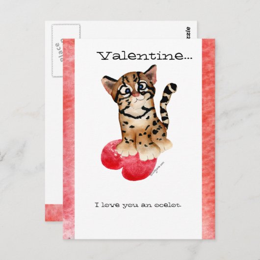 Valentine, je t'aime Une Carte Postale d'Ocelot (Devant / Derrière)