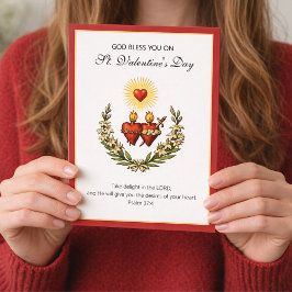 Valentine Jesus Catholic Religious Sacred Heart Feestdagen Kaart
